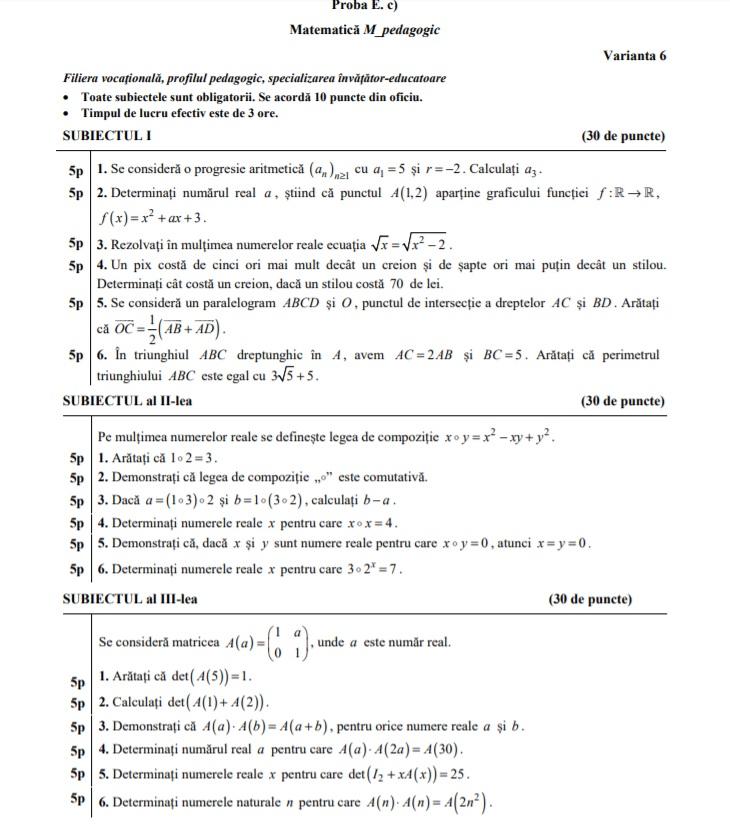 Subiecte Bacalaureat 2020. Ce le-a picat elevilor la Matematică, la Pedagogic