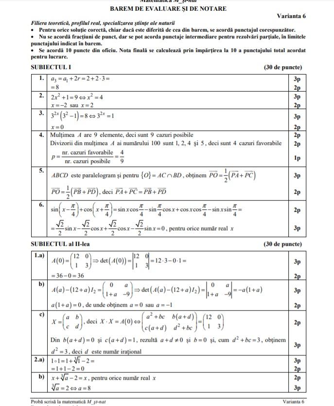 Barem Bacalaureat 2020 Matematică. Rezolvările au fost publicate! Cum se rezolvă subiectele, pentru nota 10!