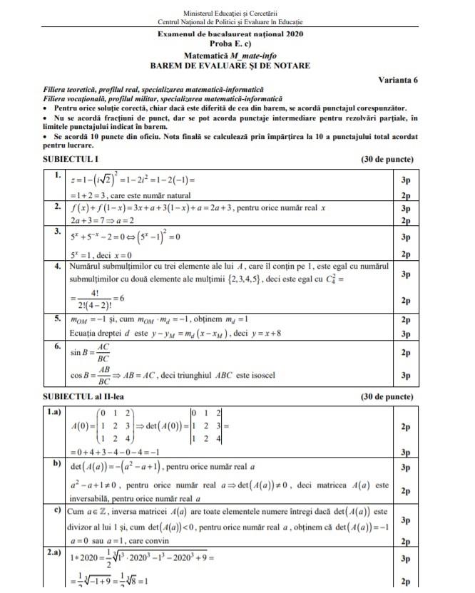 Barem Bacalaureat 2020 Matematică. Rezolvările au fost publicate! Cum se rezolvă subiectele, pentru nota 10!