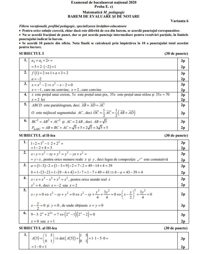 Barem Bacalaureat 2020 Matematică. Rezolvările au fost publicate! Cum se rezolvă subiectele, pentru nota 10!