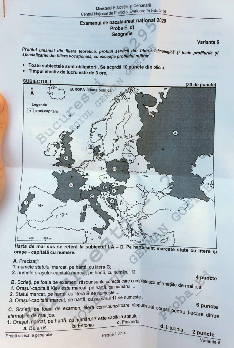Subiecte Bacalaureat 2020. Proba la alegere. Ce le-a picat elevilor la Geografie și Logică