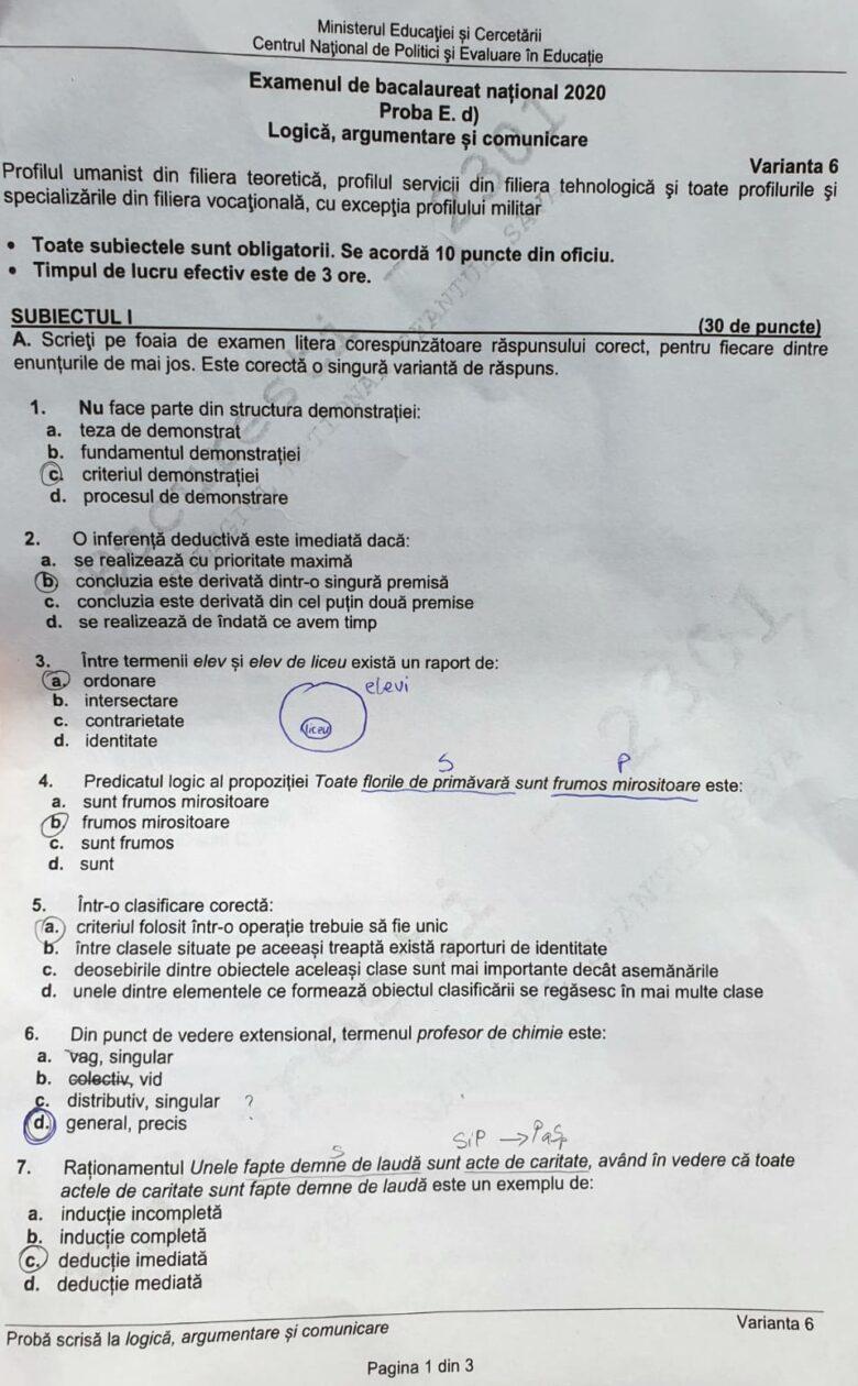 Subiecte Bacalaureat 2020. Proba la alegere. Ce le-a picat elevilor la Geografie și Logică