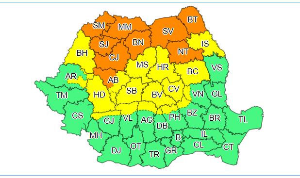 Alertă! Cod portocaliu de ploi, în țară! Unde va fi potop și unde va lovi canicula, în următoarele zile