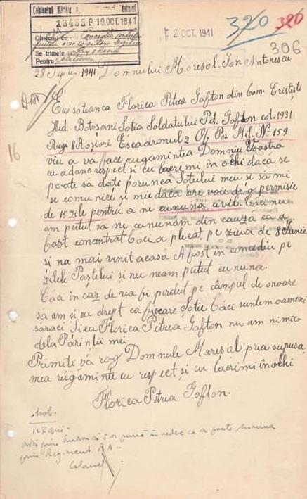 Scrisoarea unei tărănci către Mareșalul Antonescu: ”Dacă e pierdut pe câmpul de onoare, să am și eu drept ca fiecare soție”...