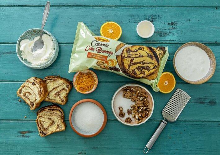 Rețetă Cozonac Pufos cu cremă mascarpone și nucă pralinată