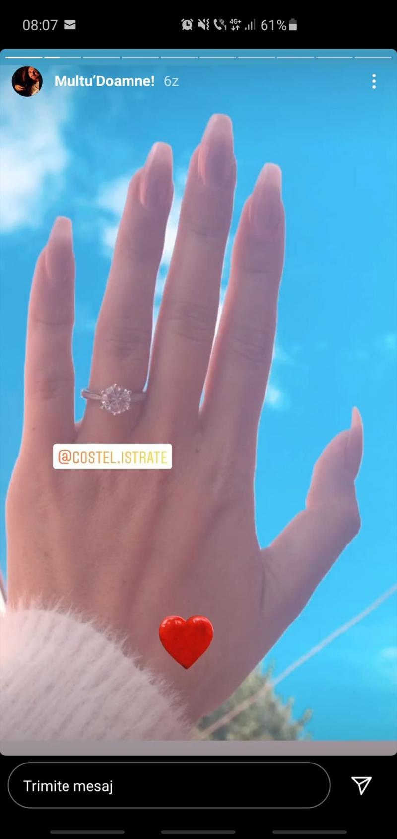 Costi și Alexandra de la Mireasa se pregătesc de nuntă? Tânărul i-a pus o bijuterie pe deget. Cum arată inelul de logodnă