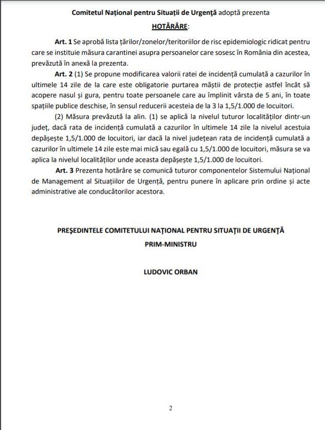 Hotărârea nr.51 a Comitetului Național pentru Situații de Urgenţă 2/2