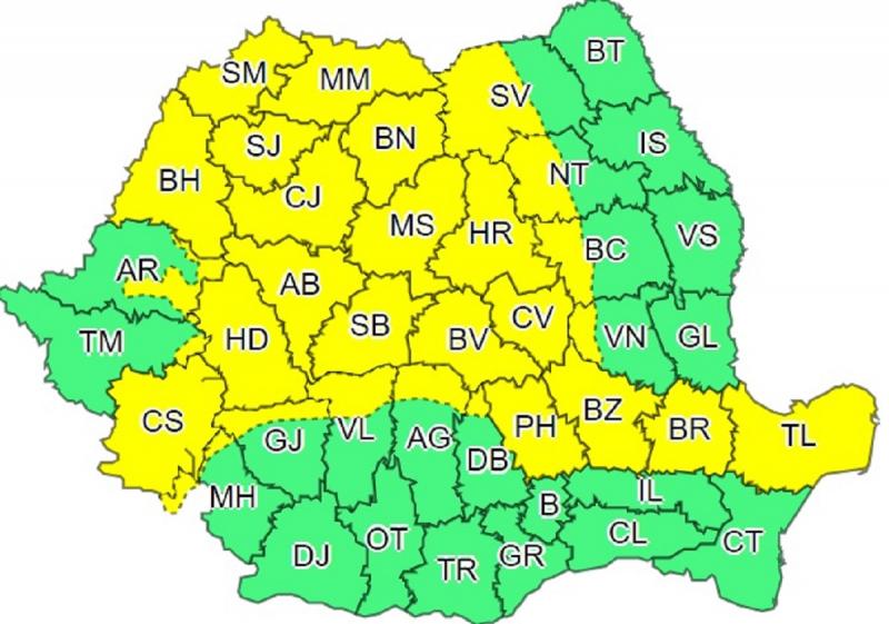 29 de județe sunt lovite de vijelii, începând de mâine dimineață