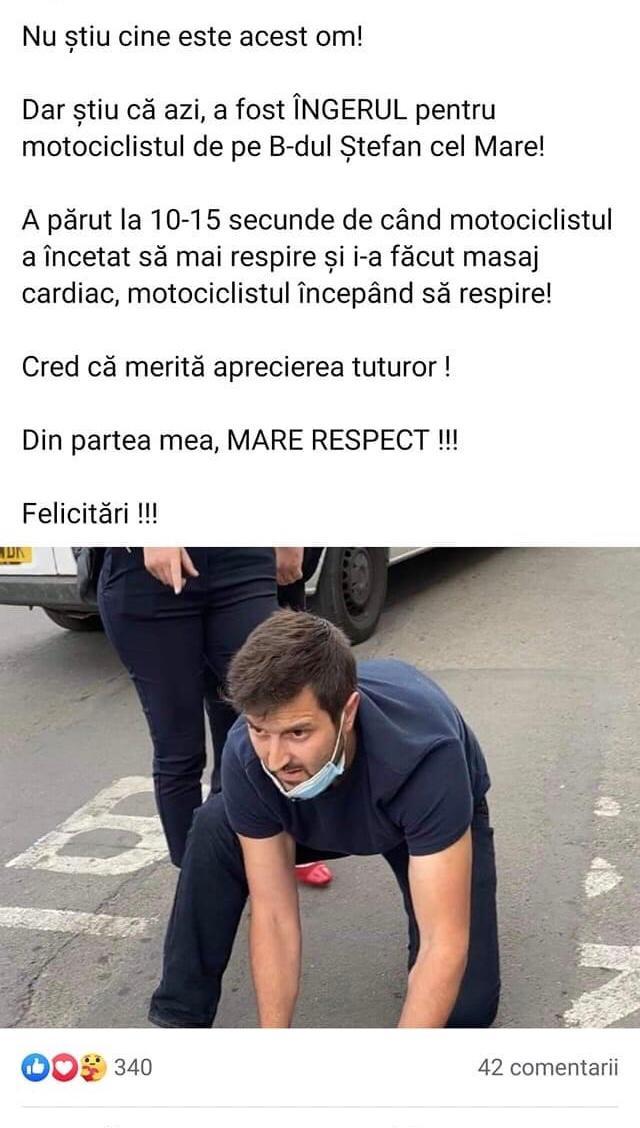 Bărbatul care a făcut masaj cardiac motociclistului accidentat la Oradea