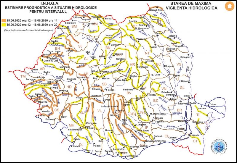 Cod portocaliu de inundații în mai multe bazine hidrografice din vestul și nordul României