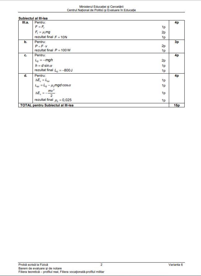 Barem Fizica profil vocational 2