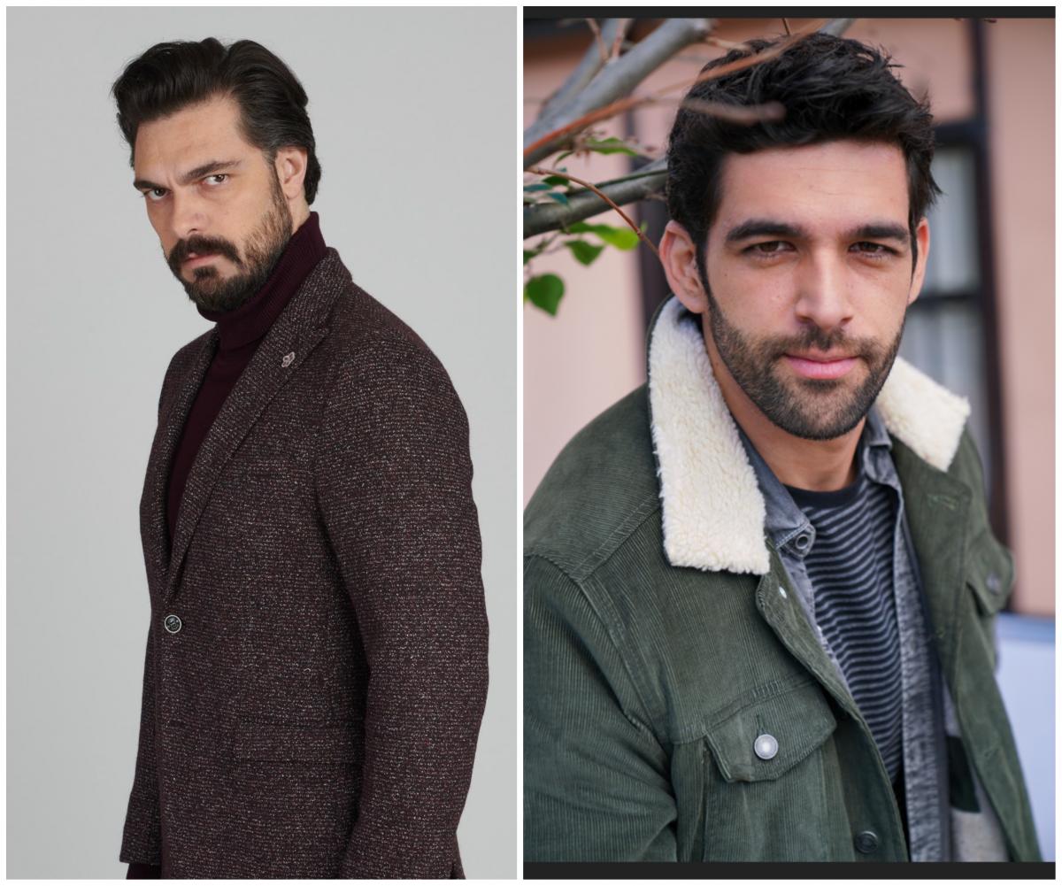 Halil İbrahim Ceyhan poartă o ținută all-black și Melih Özkaya poartă o geacă de blugi cu guler alb