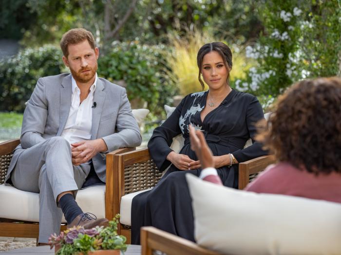 Meghan Markle și Prințul Harry în cadrul interviului cu Oprah Winfrey