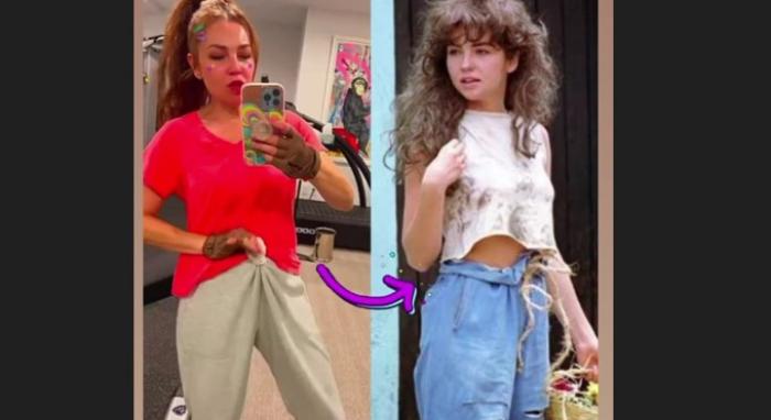 Thalia poartă pantaloni de sport