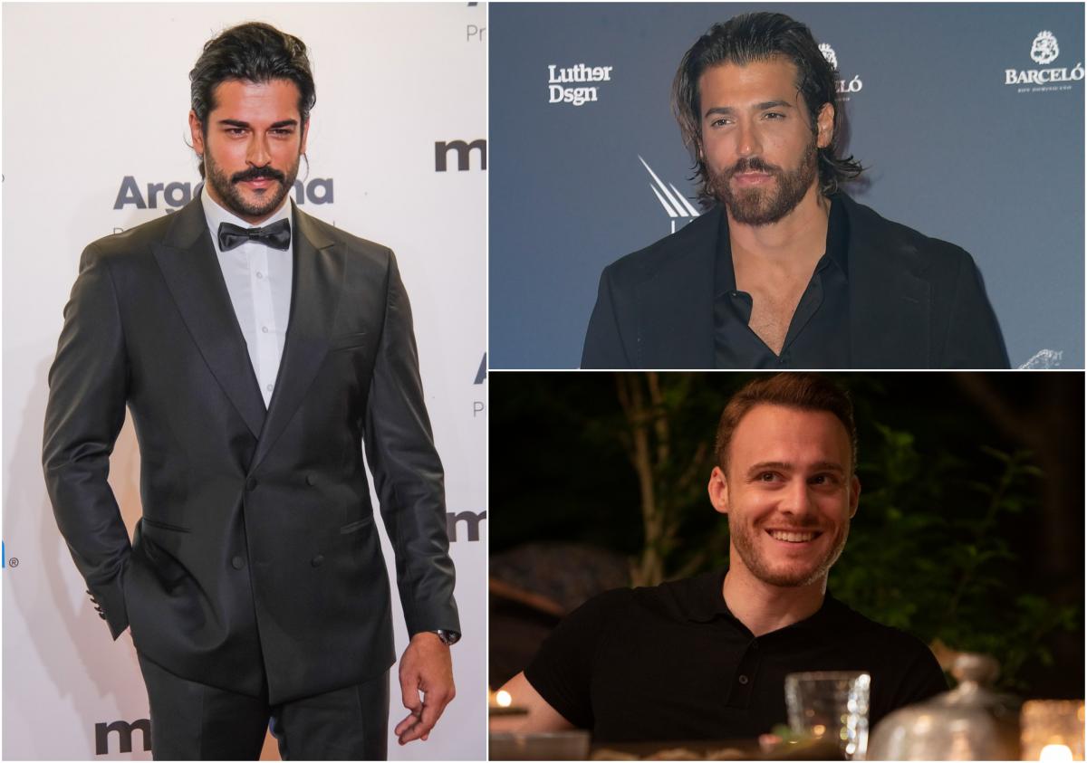 Burak Özçivit poartă costum, Can Yaman poartă o cămașă neagră și un sacou de acceași culoare, iar Kerem Bürsin poartă un tricou