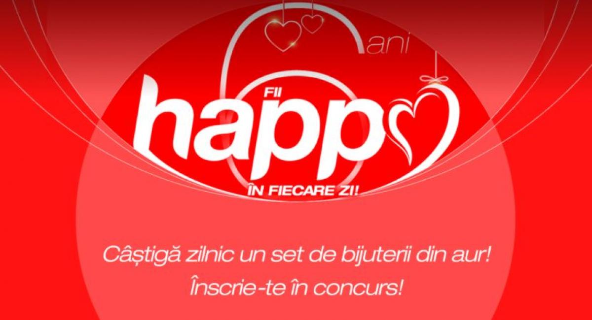 Imagine cu logo Happy Channel, pe un fundal roșu
