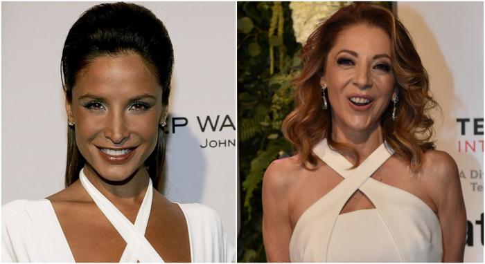 Lorena Rojas și Edith Gonzalez poartă rochii albe și zâmbesc