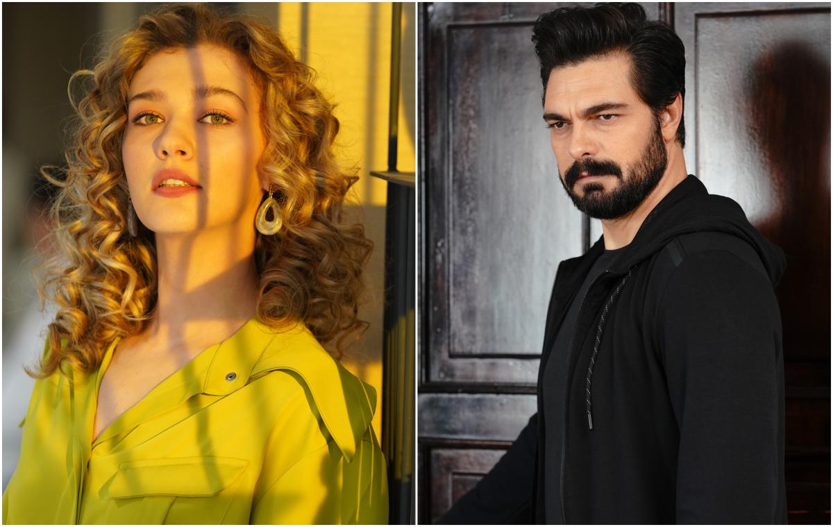 Melisa Dongel poartă o rochie verde și Halil Ibrahim Ceyhan o maletă neagră