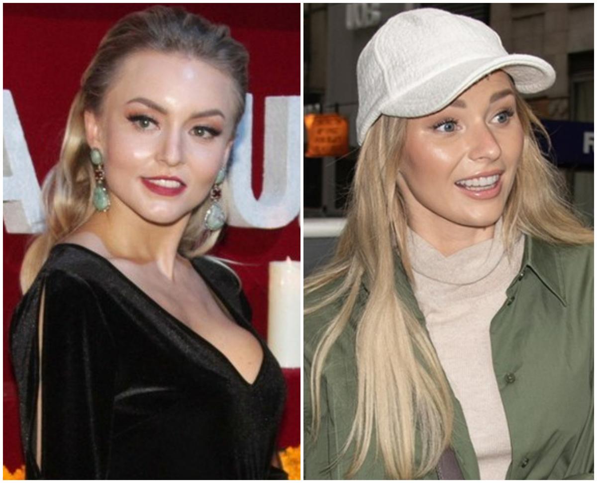 Angelique Boyer poartă o rochie neagră și Irina Baeva poartă o maletă maro și o șapcă