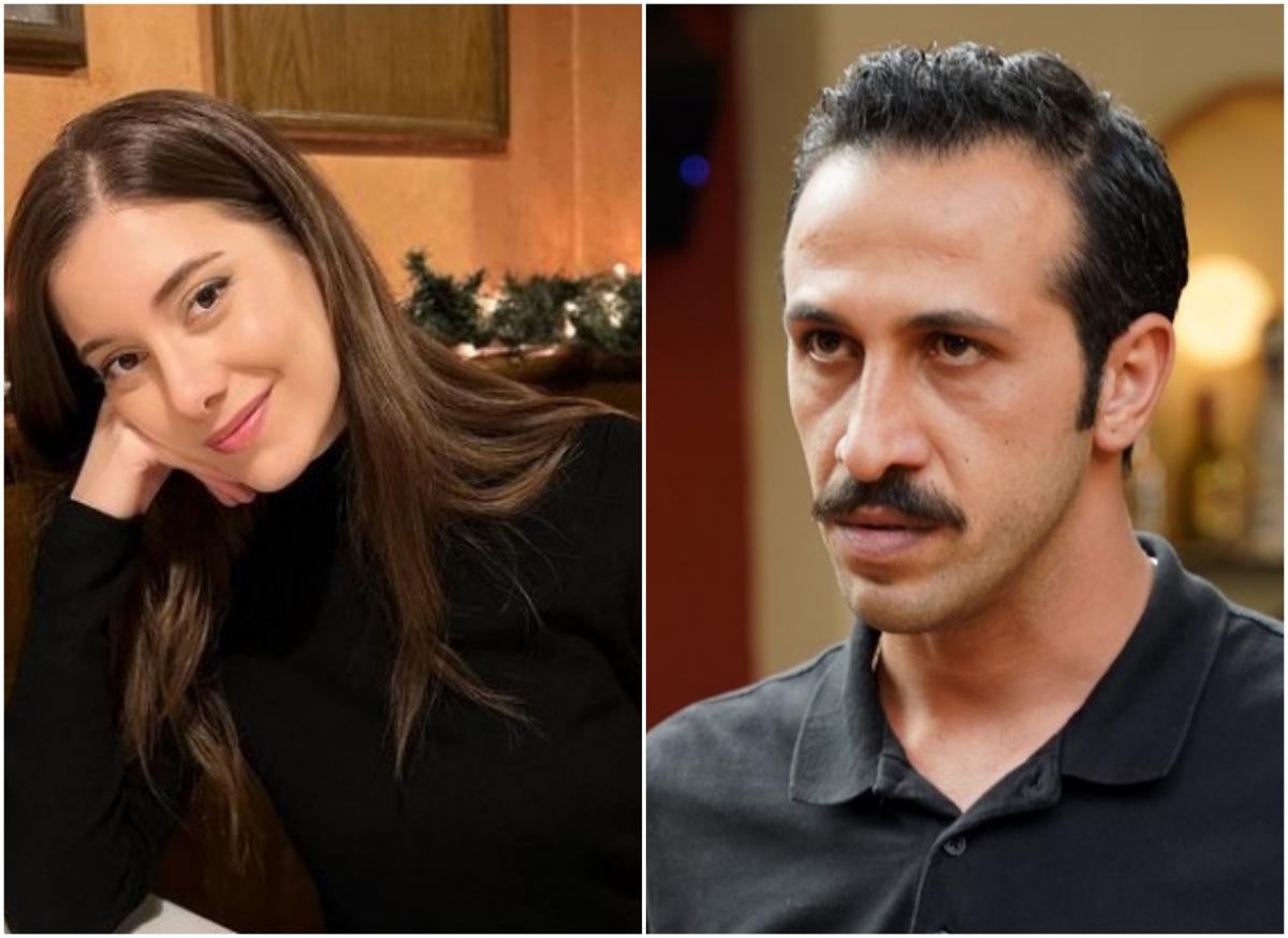 Beril Pozam poartă o maletă neagră și Ersin Arici poartă o cămașă închisă la culoare