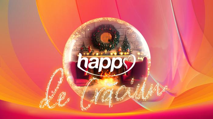 numele happy channel pe fundal roșu, roz, portocaliu