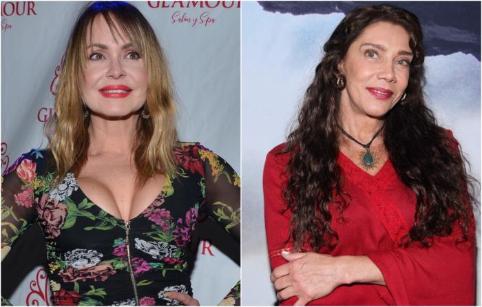 gabriela spanic poartă o rochie cu flori și cynthia klitbo poartă o rochie roșie