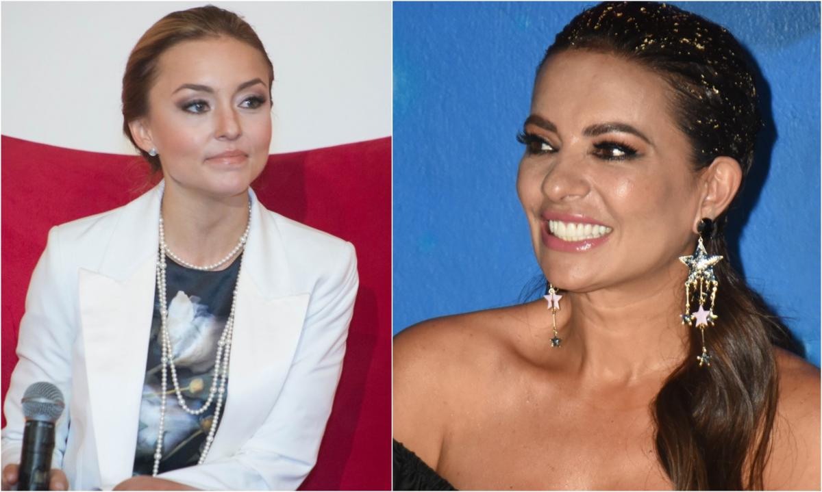 Angelique Boyer poartă un costum alb și Cecilia Galliano zâmbește