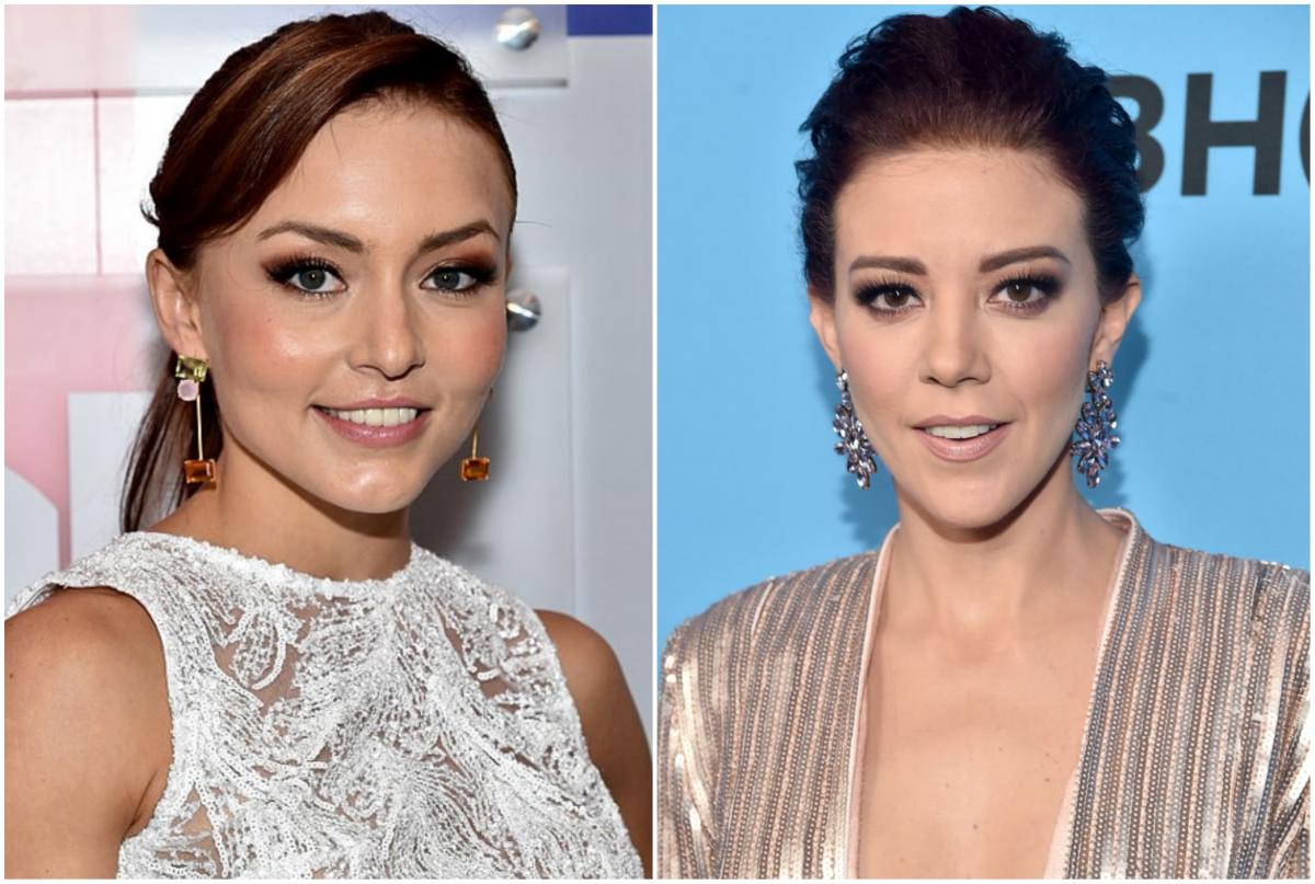 Angelique Boyer zâmbește și are părul prins și Fernanda Castillo poartă părul prins