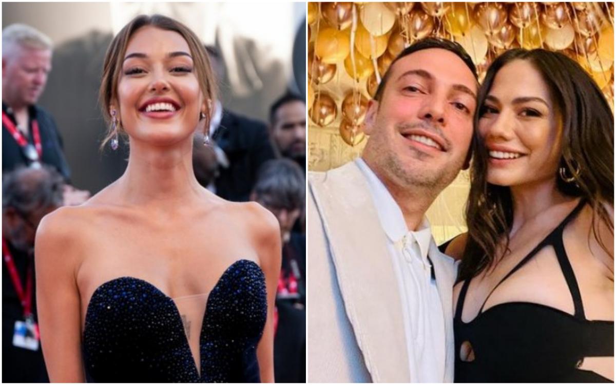 Dilan Çiçek Deniz poartă o rochie neagră fără mâneci și Oğuzhan Koç poartă un costum deschis la culoare și Demet Ozdemir poartă o rochie neagră și zâmbește