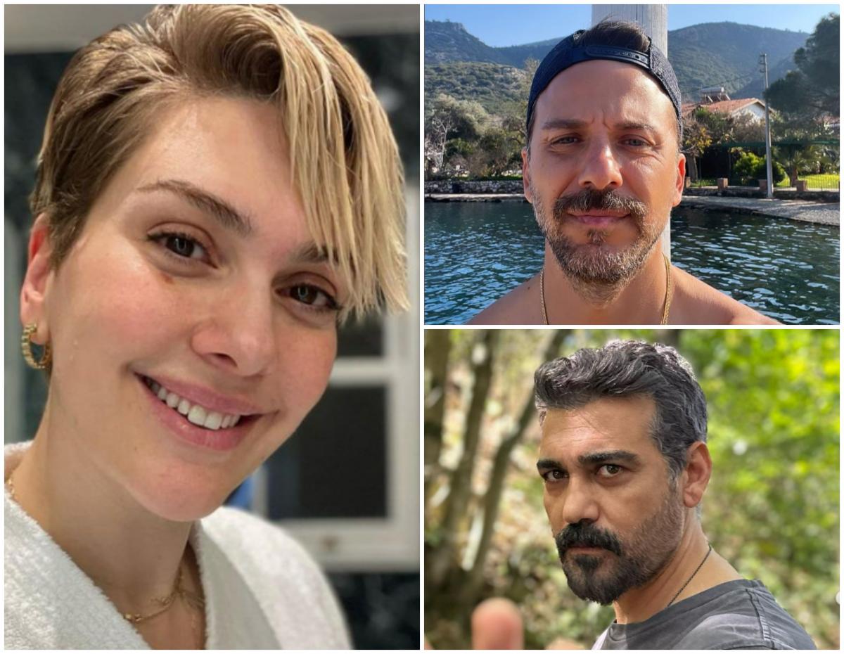 actori se uită în fața camerei și zâmbesc