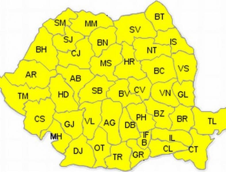 Avertizare cod galben de vânt în România