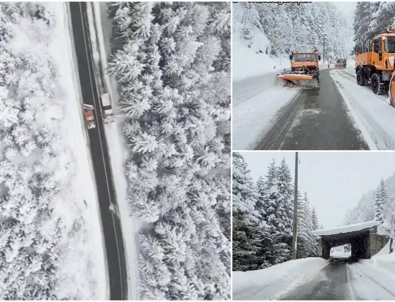 Zăpada a pus din nou stăpânire pe cele mai înalte șosele din România